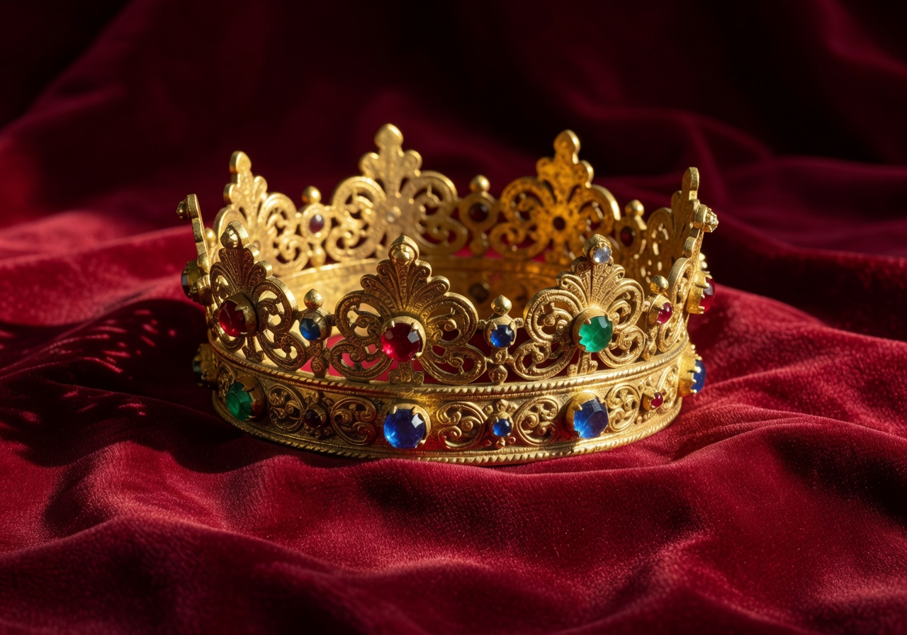 Ancient golden crown on velvet